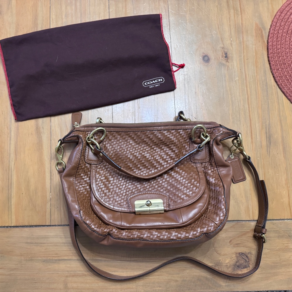 Vintage Coach Tan Woven Leather Bag